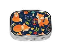 Boîte à pilules Meta à 2 compartiments - Motif renard - Rectangulaire - Portable - 1950 compartiments
