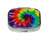 Boîte à pilules Meta à 2 compartiments Motif Tie Dye arc-en-ciel coloré