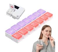 Boîte à pilules numériques - Rappel de distributeur de pilules électroniques, 14 compartiments Cas de pilules hebdomadaires portables | Pour l'huile de poisson, les suppléments, les médicaments, le sy