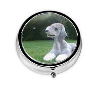 Boîte à pilules portable à 3 compartiments, motif Bedlington Terrier, chiens amusants et poilus