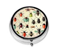 Boîte à pilules portable à 3 compartiments pour petits insectes, peut être mise dans un portefeuille, une poche, légère et pratique, mini boîte à pilules ronde