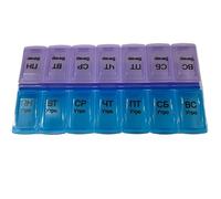 Boîte À Pilules Portable À Double Rangée Et Petite Boîte À Pilules Portable De Grande Capacité Pendant Sept Jours Par Semaine(Blue-purple(russian),L)