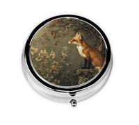 Boîte à pilules portable Fox Hunting à 3 compartiments, peut être mise dans un portefeuille, une poche, légère et pratique, mini boîte à pilules ronde