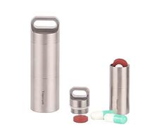 Boîte à Pilules Portable Porte-clés, Titane étanche Pilulier de Poche Voyage, Sans BPA Bouteille de Pilules Cylindrique, Journalier Organiseurs de Comprimés avec 2 Compartiments