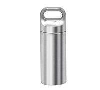 Boîte à pilules porte-clés en métal - Petit étui étanche à vis résistant à l'oxydation - Réutilisable - Design minimaliste durable - Filetage précis - Camping vacances d'affaires