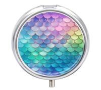 Boîte à pilules ronde à 3 compartiments avec miroir - Petit pilulier de voyage - Joli organiseur de vitamines - Portable - Pour sac à main