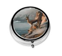 Boîte à pilules ronde avec 3 compartiments (antilope) - Petit pilulier portable pour voyage