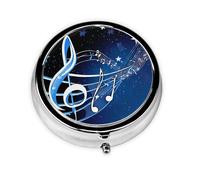 Boîte à pilules ronde avec 3 compartiments (musique bleue) - Petit pilulier portable pour voyage