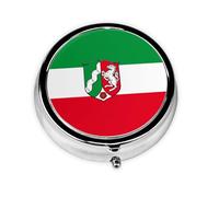 Boîte à pilules ronde avec drapeau de la Rhénanie du Nord Westphalie - Boîte à vitamines pharmaceutique portable pour le quotidien