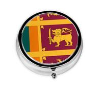 Boîte à pilules ronde avec drapeau du Sri Lanka - Boîte à vitamines pharmaceutique portable pour le quotidien