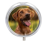 Boîte à pilules ronde avec langue qui sort du chien - Portable - Support de vitamines pour sac à main