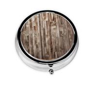 Boîte à pilules ronde en bois avec 3 compartiments - Petit pilulier portable pour voyage