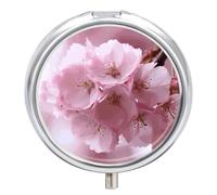 Boîte à pilules ronde en fleurs de cerisier roses, 3 compartiments, résistante à l'humidité, portable pour les voyages, les vitamines, les compléments d'huile de poisson