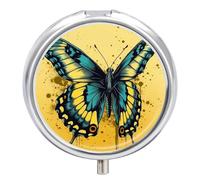 Boîte à pilules ronde en forme de papillon avec ailes ouvertes, organiseur de comprimés de vitamines pour sac à main