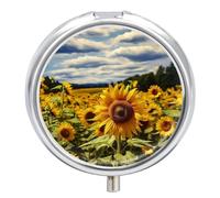 Boîte à pilules ronde en forme de tournesol - Portable - Pour médicaments et vitamines - Organiseur pour sac à main