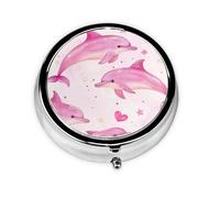 Boîte à pilules ronde en métal avec 3 compartiments, motif dauphin, étoile de mer, cœur d'amour, sac à main ou poche, légère et portable pour un usage quotidien, cadeau, voyage