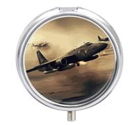 Boîte à pilules ronde et mignonne en forme d'avion de guerre - Portable - Support de vitamine pour sac à main