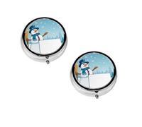 Boîte à pilules ronde portable avec impression « Merry Christmas » - Organiseur de pilules rond élégant pour les compartiments de voyage - Cadeau pour la gestion des médicaments