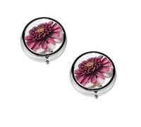 Boîte à pilules ronde portable avec imprimé floral - Organiseur de pilules rond élégant pour les compartiments de voyage, cadeau pour la gestion des médicaments