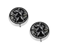 Boîte à pilules ronde portable avec imprimé floral - Organiseur de pilules rond élégant pour les compartiments de voyage, cadeau pour la gestion des médicaments