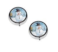 Boîte à pilules ronde portable avec imprimé Merry Xmas - Organiseur de pilules rond élégant pour compartiments de voyage, cadeau pour la gestion des médicaments