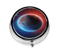 Boîte à pilules ronde portable avec motif planète spatiale - Organiseur de pilules rond élégant pour compartiments de voyage, cadeau pour la gestion des médicaments