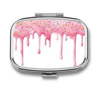 Boîte à pilules rose aquarelle à 2 compartiments pour poche et sac à main