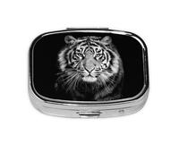 Boîte à pilules White Tiger, boîte à médicaments à 2 compartiments, organiseur portable