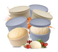 Boîte à Pizza Relaxdays, 6 pièces, Silicone, jusqu'à 350 g de pâte, H x D : 6,5 x 14,5 cm, avec Couvercle, Bleu/Beige