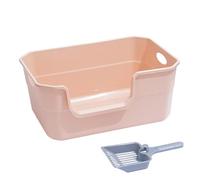 Boîte à plateau ouvert pour chat, bac à litière pour chat, grande capacité, boîte à déjections canines anti-déversement, bac à litière pour chat, bac à litière semi-fermé, bac à chat extra profond, 50