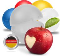 Boîte à pommes avec fermeture à clic - Boîte à pommes ronde pour l'école et le travail - Germany & BPA-free - Boîte parfaite pour conserver la fraîcheur ou pour le goûter - Transparent-lait
