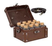 Boîte à potion avec sangle | Boîte d'alchimie médiévale vintage en cuir synthétique avec 12 bouteilles de potion | pour photographie, scène, fête, école, événement, femmes, adultes et adolescents