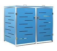 Boîte à poubelles en acier inoxydable et acier galvanisé - 138 x 77,5 x 112,5 cm - Verrouillable avec couvercle et ressorts pour 2 tonnes - Revêtement de poubelle pour jardin, terrasse, extérieur
