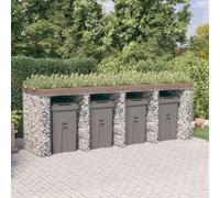Boîte à poubelles en fer galvanisé - 350 x 91 x 120 cm - Robuste - Pour jardin et terrasse - Avec toit de plantation - Verrouillable - Résistant aux intempéries - Revêtement pratique pour poubelle