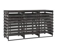 Boîte à poubelles en pin massif avec lasur, 210 x 75 x 121 cm, pour 3 poubelles de 240 l, avec couvercle à charnière, loquet sûr, convient pour jardin, terrasse et extérieur