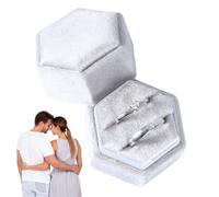 Boîte à propositions de mariage - 5 x 4,7 x 4,5 cm Taille parfaite, Texture velours, Double Organisateur, Bijoux avec un style élégant | Les boîtes à bagues pour les couples de fiançailles et les