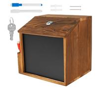 Boîte à propositions en bois - 21 x 16 x 20 cm - Avec 3 marqueurs pour tableau blanc - Boîte distributrice verrouillable - Poche latérale - 16 x 8 cm - Boîte aux lettres en bois multifonction - Pour