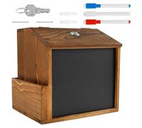 Boîte à propositions en bois - 21 x 16 x 20 cm - Verrouillable - Avec 3 marqueurs pour tableau blanc et serrure - Pour montage mural - Pour l'école, le bureau, l'hôpital