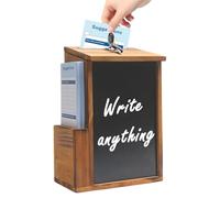 Boîte à Propositions en Bois, Boîte à Dons Verrouillable, Boîte À Suggestions En Bois avec Tableau à Craie, BoîTe à Donation Murale, pour Propositions, Dons, Bulletins de Vote, 17.3L x 9.9W x 25.1Hcm