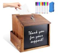 Boîte à propositions en bois, verrouillable, avec stylo tableau noir 8 couleurs et effaceur de tableau non magnétique, pour l'école, le bureau, l'hôpital, les propositions, les dons, les bulletins de