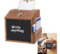 Boîte à propositions verrouillable en bois avec tableau d'écriture, urne polyvalente et boîte à dons pour église, restaurant, école, bureau et événements, montage mural ou sur pied