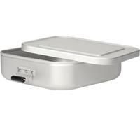 Boîte à provisions Quadrado small- Boîte à pain robuste en aluminium avec poignées de serrage, idéale comme boîte à déjeuner ou boîte à goûter pour le travail et l'école - Argenté