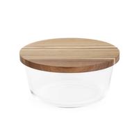 Boîte à provisions Récipient de conservation Boîte fraîcheur MAIRA verre avec couvercle en bois S 19x10 cm HOMLA