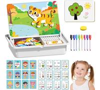 Boîte à Puzzle magnétique pour Enfants avec Jeu et Planche à dessi, Magnetic Puzzles Face Dress up Travel Game, Puzzles magnétique et Tableau Double Face aimanté, Jouet educatif Enfant 3 Ans Plus (C)