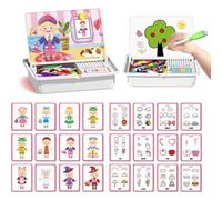 Boîte à puzzle magnétique pour enfants avec jeu et planche à dessi, Magnetic Puzzles Face Dress up Travel Game Double Side Preschool Educational Learning Toy, Magneti'Book Crazy Faces Fille (B)