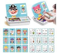 Boîte à Puzzle magnétique pour Enfants avec Jeu et Planche à dessi, Magnetic Puzzles Face Dress up Travel Game, Puzzles magnétique et Tableau Double Face aimanté, Jouet educatif Enfant 3 Ans Plus (A)