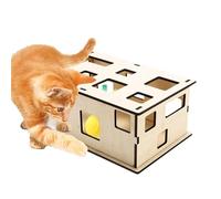Boîte à puzzle pour chat - Boîte à jouets en bois multi-trous - Planche à gratter labyrinthe pour chat, truc pour chat, stimule le désir d'exploration, réduit le comportement destructeur des meubles