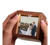 Boîte à rabat en bois personnalisée avec cadre d'animation fabriqué à la main avec éclairage LED, cadeau de mariage romantique pour couple, famille, mariée, marié, demoiselle d'honneur