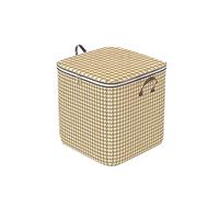 Boite à Rangement Sac de rangement pied de poule jaune grande capacité vêtements pliants garde-robe portable tri boîte de rangement des vêtements avec poignée renforcée fermeture éclair (Yellow, 100L)