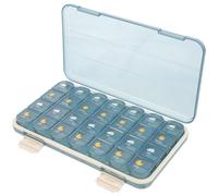 Boîte à Remède 7 Jours 28 Compartiments ABS PP Portable Bleue | Protection les Contaminations, Surface Lisse, pour Comprimés et Gélules, Transport Facile en Voyage ou Poche